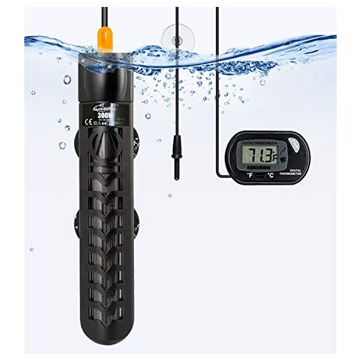 BOEESPAT Aquarium Heater 300W Fish Tank Heater with Anti Scald Protector and Aquarium Thermometer, Fully Submersible Fish Heater for Marine Saltwater and Freshwater (40 to 60 gallons)
