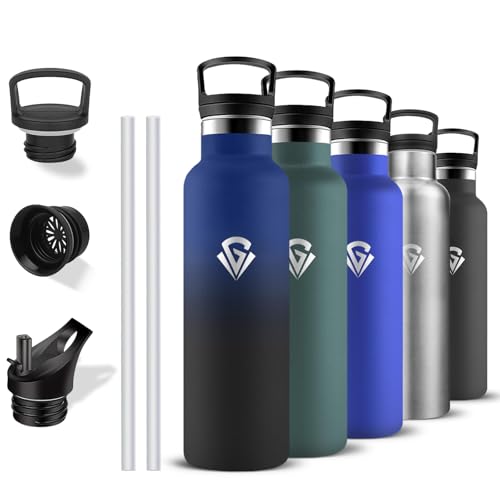Gourde Isotherme, Gourde 750 ml, Sans BPA, Bouteille Isotherme, Anti Fuite, Bouteille Inox, Double Isolation, Thermos Paille, Facile à Nettoyer, Bouteilles Isothermes, pour Voyage, Randonnée, Camping