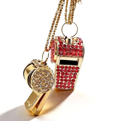 Set de 2 collares con silbato de cristal brillante miniatura 5