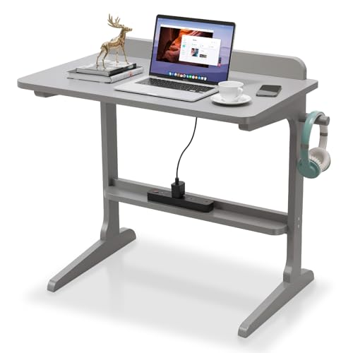 Cact Bureau moderne en bois massif – Table mignonne pour les salles de séjour et les lofts, motif veau avec canapé (gris, 68,6 x 45,7 x 74,9 cm)