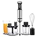 Immersion Hand Blender 6-in-1 Stick Blender Set with an Electric Stainless Steel Mixer an Egg Whisk Food Chopper and Beaker Container Great for Making Vegetable Meat Smoothies Sauces and