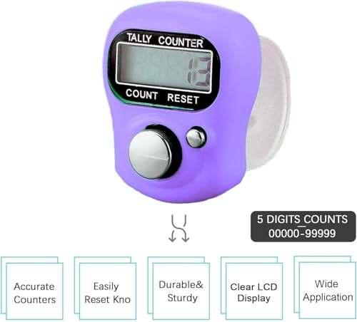 Image of Counter for Chanting MantraTally Counter | 5-Digit Finger Ring with LCD Display & Reset Button | Handheld Counter for Meditation, Jap, Sports, Knitting & Classroom Use (Tally Counter Pack - 5)