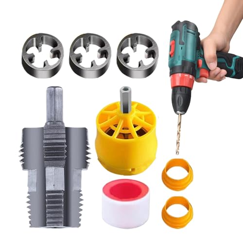 Kit Filettatore Per Tubi In PVC - 3 Filiere Da 1.27, 1.9 E 2.54 Cm - Per Trapano Elettrico