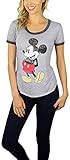 Disney Womens Mickey and Minnie Mouse Burnout Ringer Tee (Stand Grey/Black, X-large)