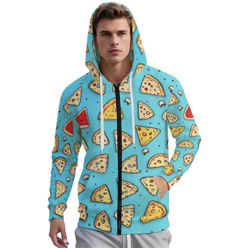 Pizza Slice Men's Hoodies with Zipper Lightweight Long Sleeve Casual Sweatshirts2