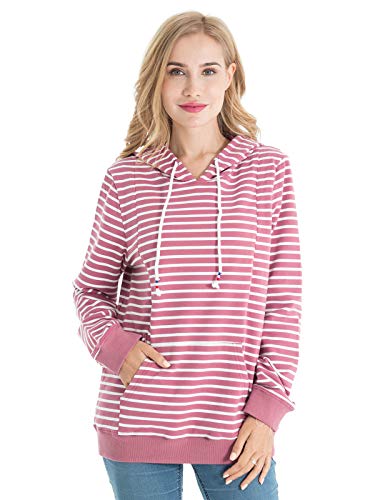 Bearsland Women's Maternity Sporty Hoodie Breastfeeding Shirt Nursing Sweatshirt with Pockets