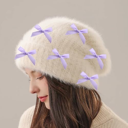 Image of 30pcs Bow Charms for Socks Mini Ribbon Bow Junk Socks Charms Brooch Pins Girly Y2K Decorative Pins for Shoes Shirts Hats Socks Gloves Crafts Coquette Safety Pins Accessories Bulk (Purple)