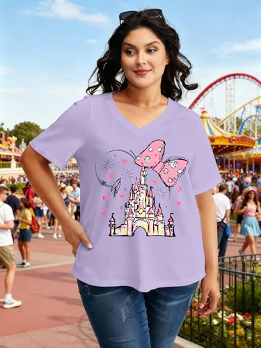 Image of NANYUAYA Plus Size Magic Shirts for Women Castle Kingdom Graphic Magical T Shirt Cute Holiday Princess Tee Vacation Tops