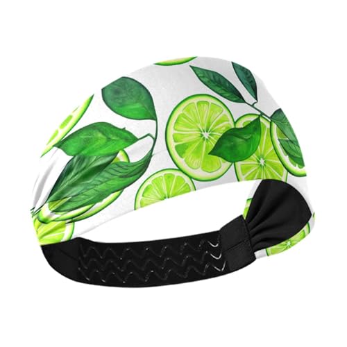 Burbuja Watercolor Lime Slices Headband for Women Men, Non Slip Stretchy Headband Moisture Wicking Fashion Sweatband for Workout Yoga Sports Helmet Friendly