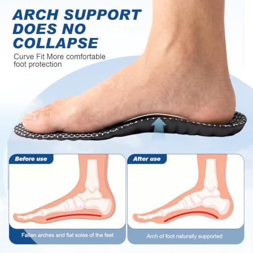 Image of Skicuff 8 Pairs 4D Cloud Insoles for Men Women, Soft Inserts Foam Cushioned Insoles Breathable Anti-Fatigue Inserts for Pain Relief, Sports Walking, Trim to Fit (Men,US 7.5-10.5,All Black)