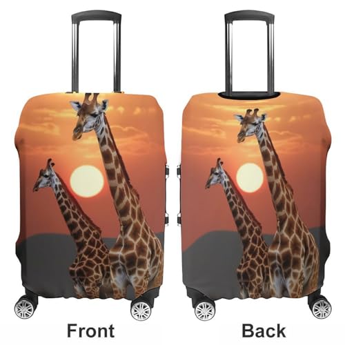 Giraffe At Sunset Luggage Cover, Washable Elastic Suitcase Cover Protector Fit 18-32 Inch Luggage3