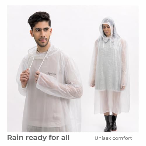 Image of Lifelong Waterproof Unisex Rain Coat Hooded Full Sleeves Outdoor Men, Women, Boys & Girls Rainwear Poncho Raincoat for Camping, Hiking & Travelling (1Pc)