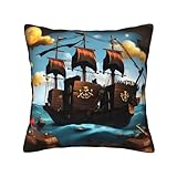 Frais et respirant : cette taie d'oreiller imprimée bateau pirate dessin animé est une taie d'oreiller thermorégulatrice fabriquée en tissu de haute qualité avec une excellente performance d'évacuation de l'humidité.
