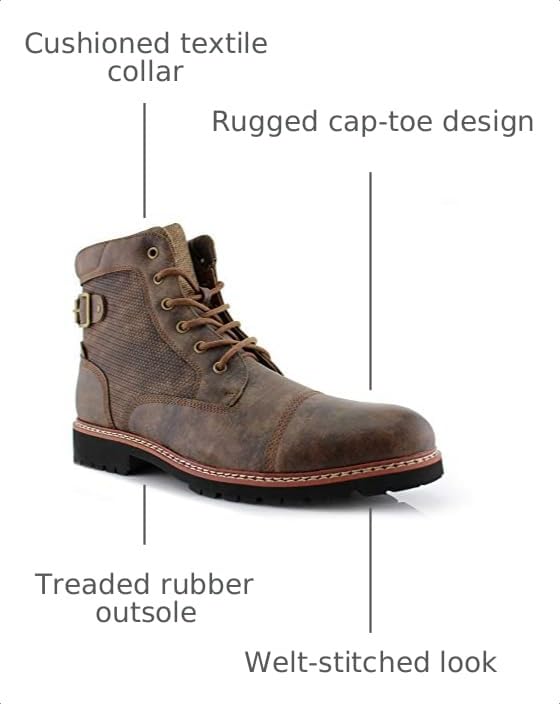 Image of Polar Fox Men's Casual Cap-Toe Ankle Boot Collection | Lace-Up Work, Combat, and Chukka Styles