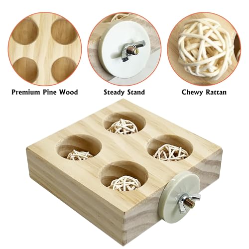 Image of Hamiledyi Small Bird Foraging Toys,Wood Interactive Parakeet Toys for Cage, Bird Enrichment Toys for Conure Slow Feeder, Budgie Cage Toys Puzzle, Parrot Toys for Lovebirds Small Sized Birds(Medium)
