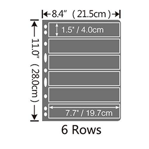 MUROAD Stempelseiten für Briefmarkenalbum Binder, 10 Blatt 6S Seiten für Stempelseiten Sammler, Profi-Packung (6 Reihen)