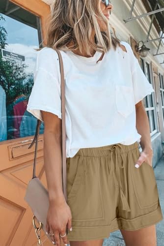 Image of KISSMODA Womens Summer Shorts Leopard /Camo /Solid /Floral Print Elastic Waist Pocketed Casual Pants