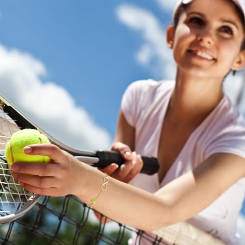 Miss Chipmunk Tennis Bracelet for Girls Teen Women,14K Gold Plated Infinity Charm Link Bracelet Sports Accessories Jewelry Gifts for Lovers Players Team Coach(Tennis,Gold) — view 2