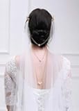 Kercisbeauty 3M 1 Tier Soft Tulle Sheer Cathedral Wedding Lace Veil Single Layer Drop with Gold Flower Comb Multi Layer Pearl Chain for Bride Bridal Headpiece Hair Dress (Ivory)