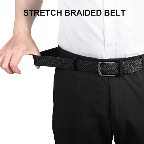Image of Mens Elastic Braided Belt Stretch Woven Web Belt for Golf Pants Jeans Shorts Casual