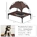 PawHut Erhöhtes Hundebett mit Baldachin, Haustierbett, Hundeliege Outdoor mit Dach, Atmungsaktiv, Taftstoff für Camping Kaffee 61 x 46 x 62 cm