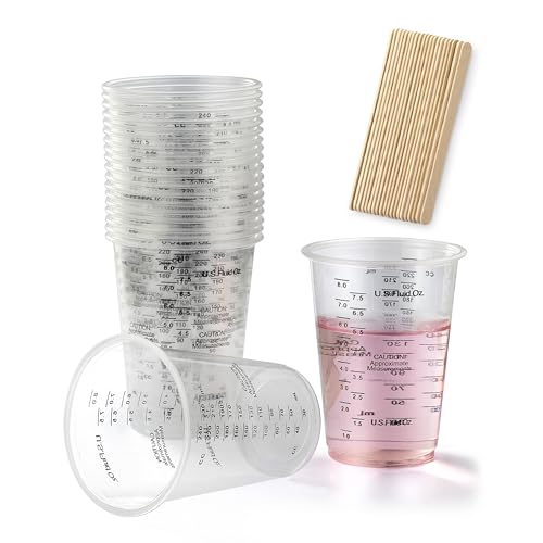 20pcs Clear Plastic Measuring Cups with Stirring Sticks