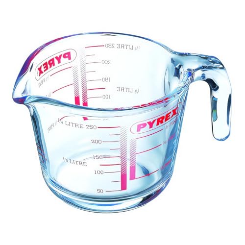 Pyrex - Caraffa graduata classica in vetro ad alta resistenza al calore, 0,25 litri, trasparente (confezione da 2)