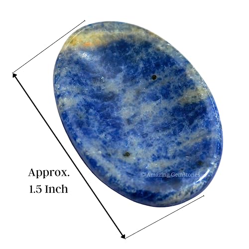 Image of Amazing Gemstone Sodalite Worry Stone Crystals and Healing Stones - Worry Stones for Stress Relief Gifts - Piedra Crystal Fidget for Meditation, Calming, Relaxation