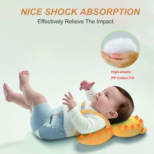 Image of Baby Head Protector Backpack, Toddler Baby Head Protection Backpack with Baby Knee Pads Alarm Function for Walking & Crawling, Soft, Breathable and Wearing Safety Baby Head Protector-Yellow Tiger
