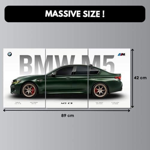 Image of Funk You Store BMW M5 Poster Split Design BMW Car Posters | 3 A3 Sized Cars Poster for Wall | Large Size (89 x 42 cm) Sportscar Wall Decor | M5 CS Car Posters for Room | Supercar (B 028)
