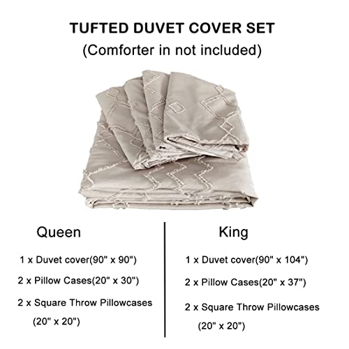 Lmonmoo Boho Duvet Cover King Size, 5 Pcs Bedding Cover Sets Shabby Chic Farmhouse Super Soft Breathable For All Season (Beige, King) #TOP5