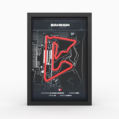3D Motorsport Poster im Holzrahmen I Hochwertiger 3D Druck I Racetrack I Rennstrecken Poster I Geschenk für Mann oder Motorsportfans zu Weihnachten, Geburtstag