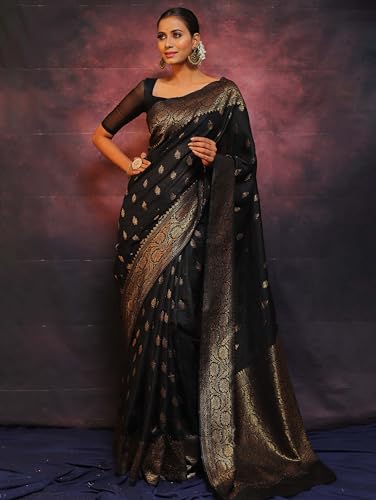 Image of Sugathari Women's Banarasi Saree Pure Kanjivaram Silk Saree Soft new ladies 2025 Design Wear Pattu Sarees Sadi Party Sari collections With Blouse Piece (San Pari-223)