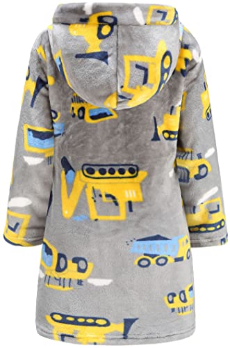 Btpeihtd VINEEN Kids Hooded Bathrobe Girls Soft Plush Hooded Flannel Pajamas Sleepwear Boys Spa Robe Grey Excavator 4 Years thumb #1