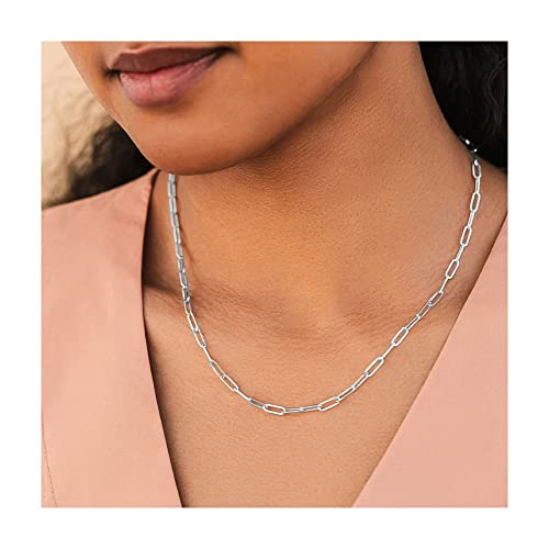 Authentic Italian Made 925 Sterling Silver Paper Clip Link Chain Necklace, 3MM 3.75MM 4.5MM 18-30, Open Link Twist, Oval Anchor Link, Men Women,3
