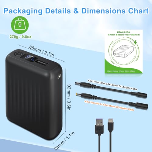 Batería portátil para chaleco térmico 18400mAh con salida USB y USB-C miniatura 7