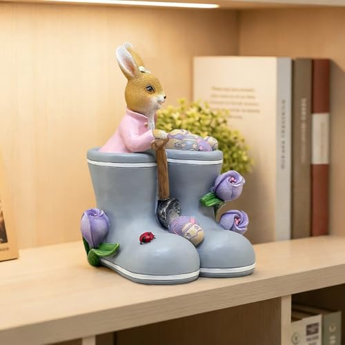 Estatua de zapato con conejito y huevo de Pascua decorativo miniatura 5