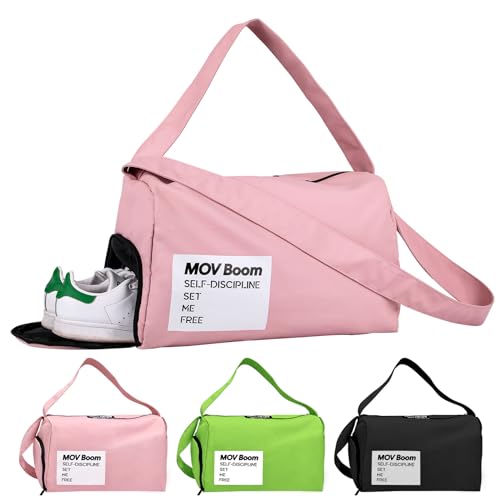 Sporttasche Damen Reisetasche Damen Groß Sporttasche mit Schuhfach Damen Herren Gym Bag Travel Bag Schwimmtasche Übernachtung Weekender (Rosa1)