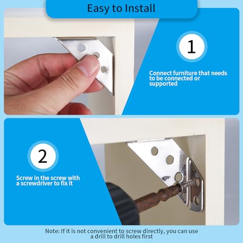 Universal Stainless Steel Furniture Corner Connectors - 30 Pcs Triangle Angle Brackets for Cabinet Table, Desk - Image 4