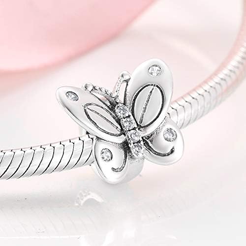 Spacer Charm Rubber Stopper Spacer Bead 925 Sterling Silver Clip Charm fit Pandora Style Charm Bracelets (Butterfly Spacer Charm) - Image 3