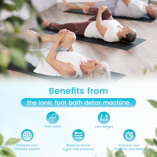 LeCuag Ionic Foot Bath Detox Machine, Ion Foot Spa Machine for Home Use, Include Detox Foot Bath Soak Tub, Massage Slippers, Heating Waist Belt, 2 Super Ion Arrays, Perfect for Seniors/Parents