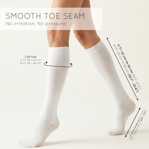 Image of Mysocks Knee High Socks for Women Men Combed Cotton Seamless Toe Tall Long High Socks