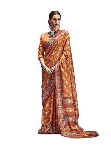 Image of KARAGIRI Womens Patola Silk Saree With Blouse Piece