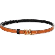 Skinny Black White Belt for Women Gold Leather Buckle Belt Trendy Thin Belts for Jeans Pants Dresses