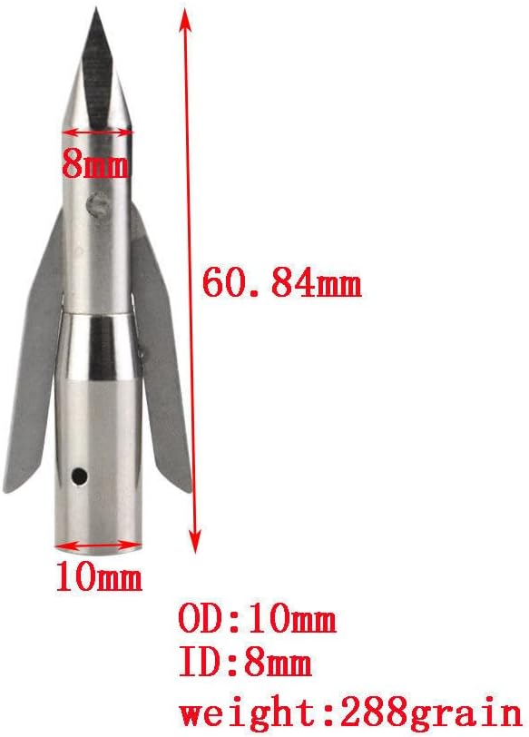 10pcs 288Grains Stainless Steel 2 Blade Shark Broadheads Archery Bow Fishing Arrowheads Point Tips Outdoor Fishing Shooting