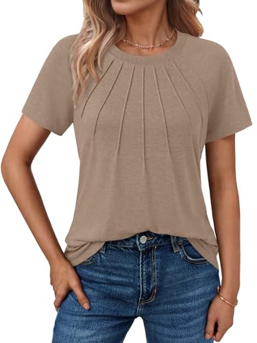 AUTOMET Womens Short Sleeve Shirts Business Casual Tops Summer Trendy Tshirts Dressy Tee Fashion Blouses Outfits 2025