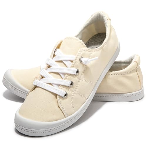 Image of Womens Slip On Shoes, Canvas Low Top Sneakers, Casual Classic Flat Shoes | Comfort Fashion Sneaker with Non Slip Rubber Outsole, Lightweight Tennis Shoes for Walking, Shopping, Picnic, Travel
