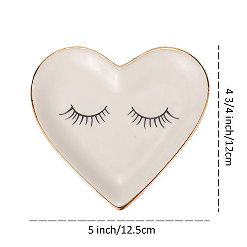 Kimdio Jewelry Dish, Ring Holder Heart Shape Trinket Tray, Ceramic Plate Jewelry Organizer For Valentines Day, Birthday, Mother's Day, Christmas Etc. #TOP5