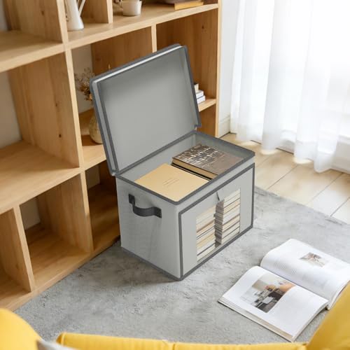 Univivi Front Opening Storage Bins with Lids for Home, Gray, 4 Pack by Univivi - Used condition - Image 3
