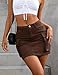Bridesmay Cargo Skirt for Women Stretchy Y2K Bodycon Denim Mini Skirts with Pockets Brown M